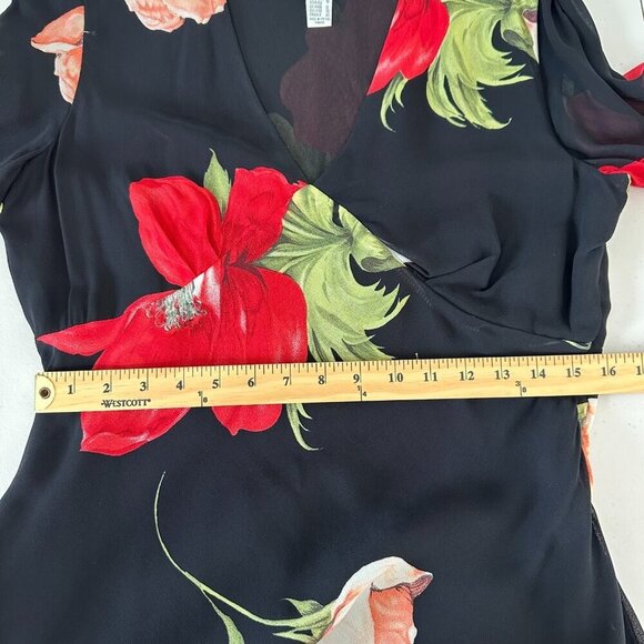 Citrine of Canada Midi Dress Sz 10 Black Floral Y2K Whimsigoth Dark Romantic Vtg - Picture 5 of 11